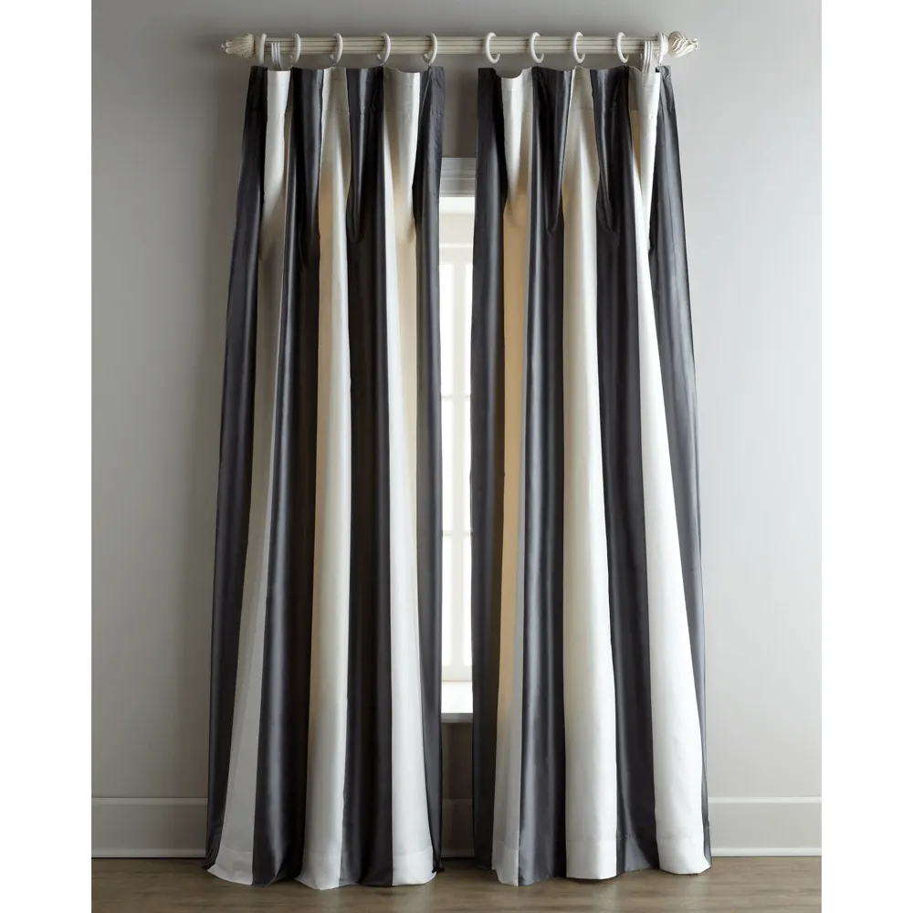 Cortinas de seda 100 % Hampton Grey Stripes / 120L Home Silk