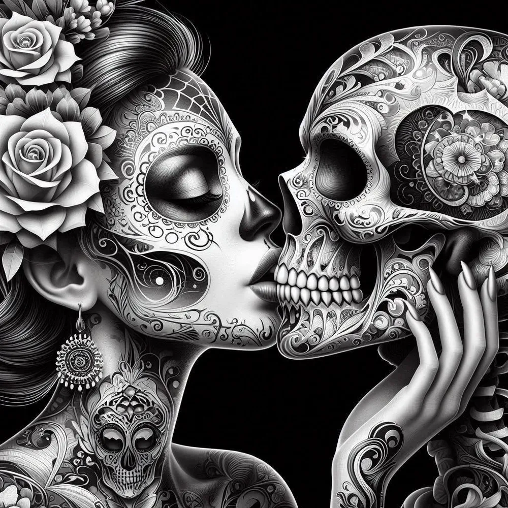 Lámina beso catrina