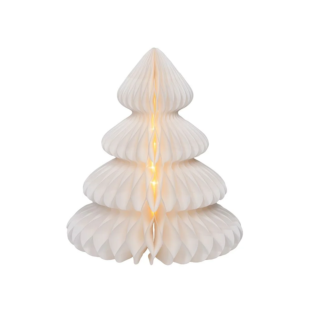 ÁRBOL BLANCO DE PAPEL, 40 LEDS, Ø42 x 48 cm LUMINEO