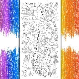 Mapa de Chile Coloreable - Lámina MAPPIN