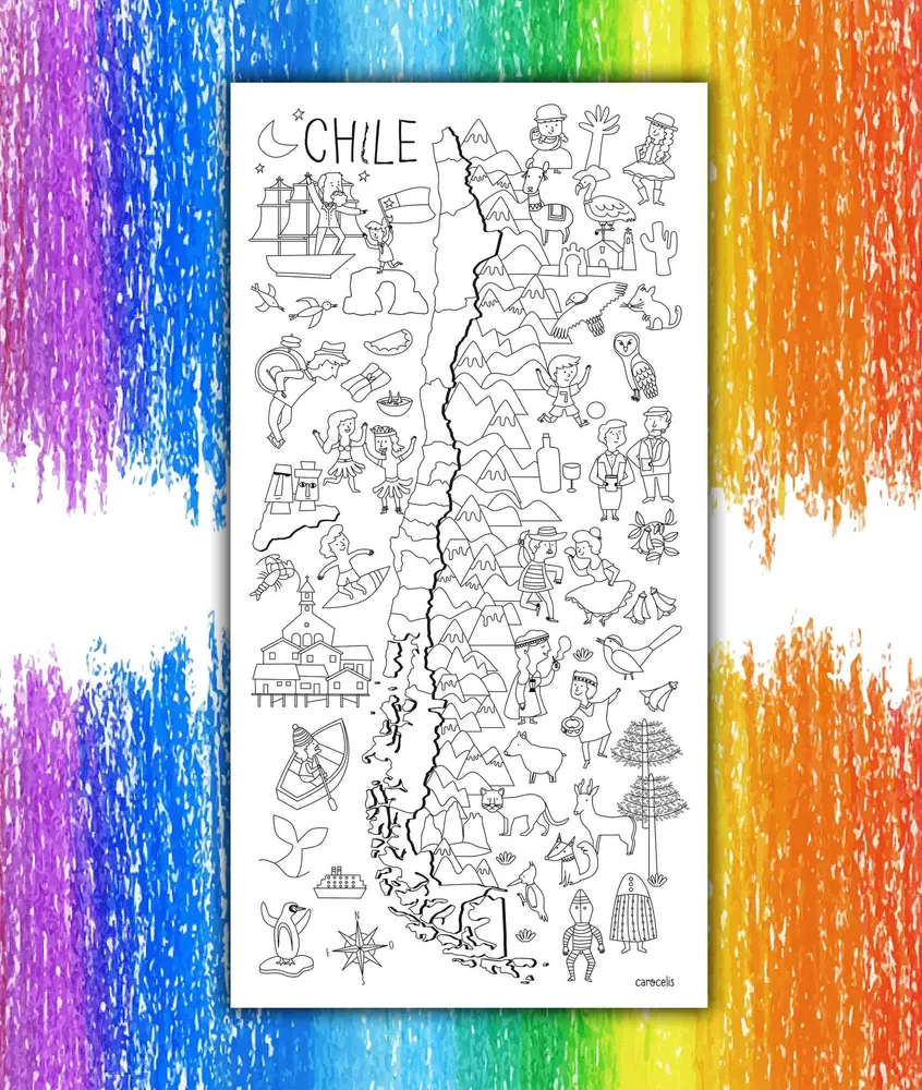Mapa de Chile Coloreable - Lámina MAPPIN