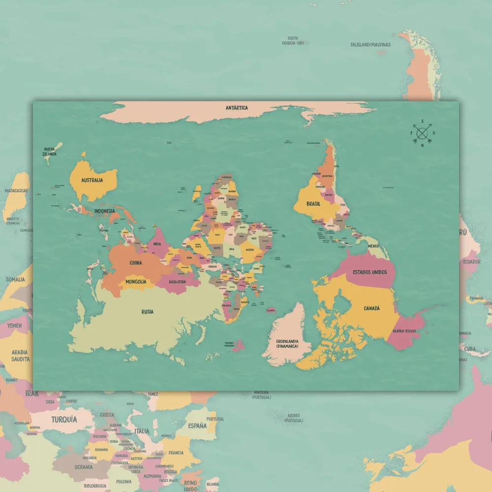 Mapa del Mundo Invertido - Lámina MAPPIN