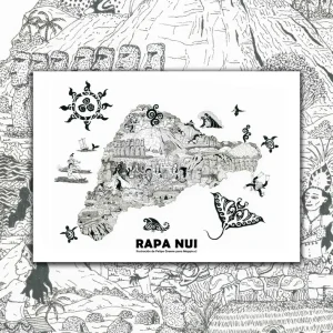 Mapa de Rapa Nui Ilustrado - Lámina MAPPIN