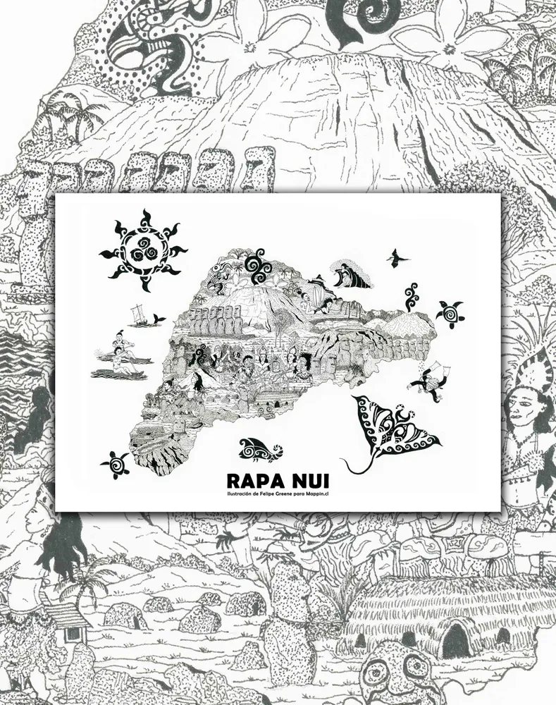 Mapa de Rapa Nui Ilustrado - Lámina MAPPIN