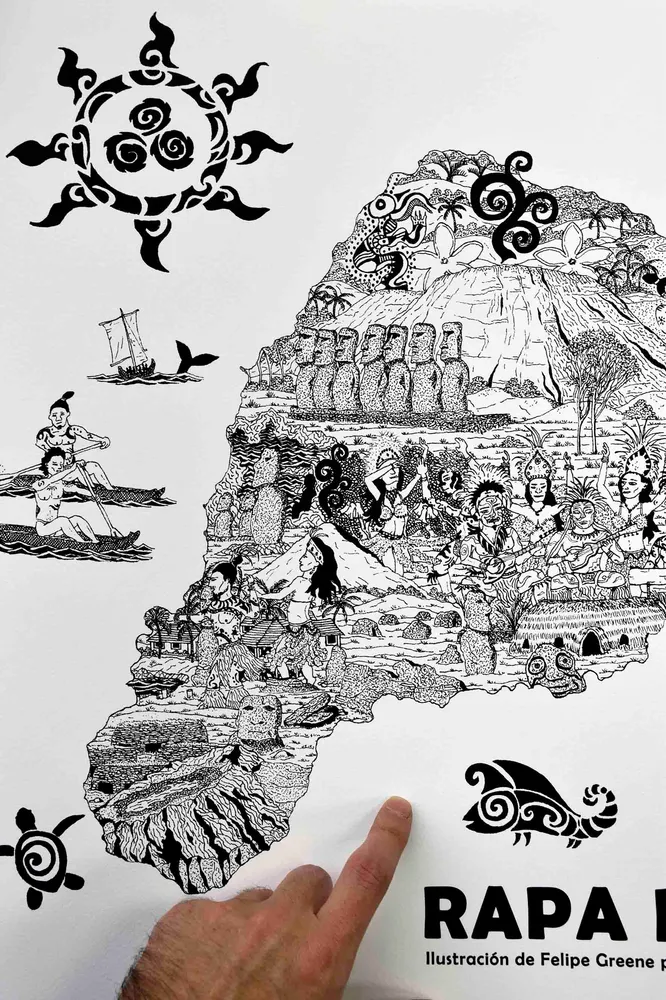 Mapa de Rapa Nui Ilustrado - Lámina MAPPIN