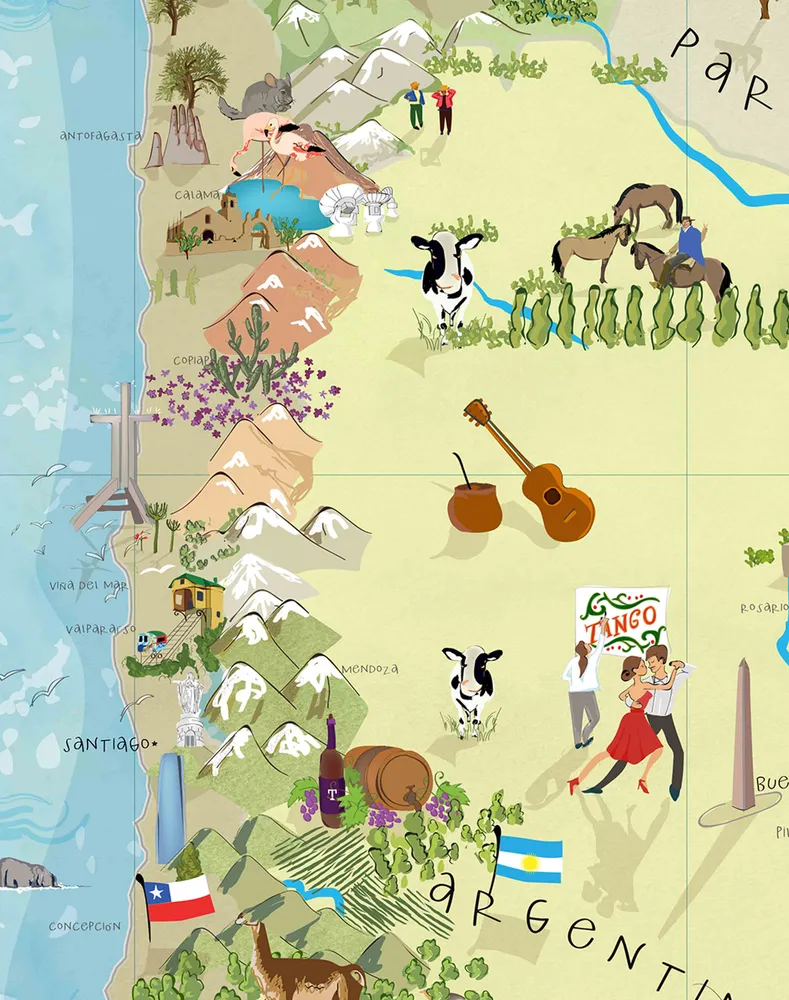 Sudamérica ilustrada - Lámina MAPPIN