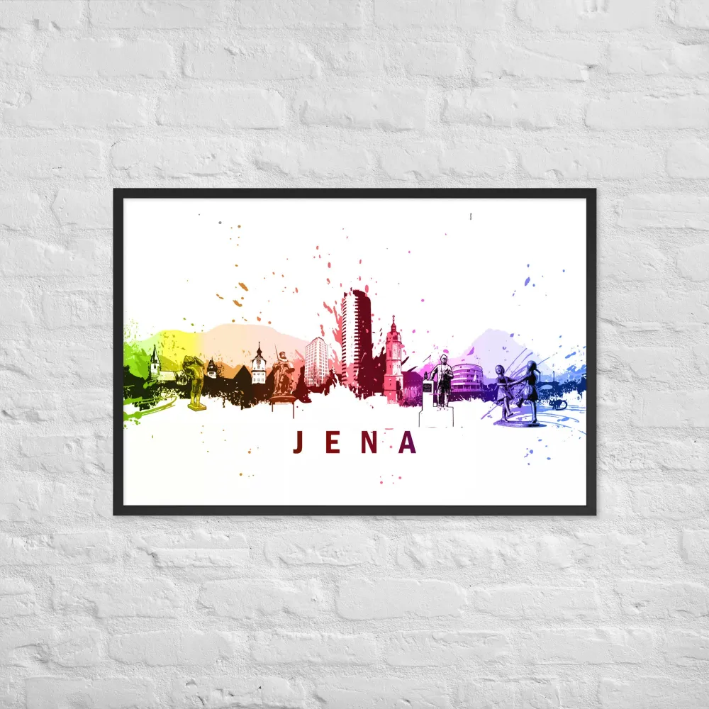 Póster con marco - Skyline Jena Negro Marko Kurth