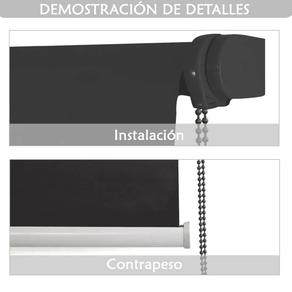 Estor Enrollable Translúcido Liso Negro MERCURY HOME