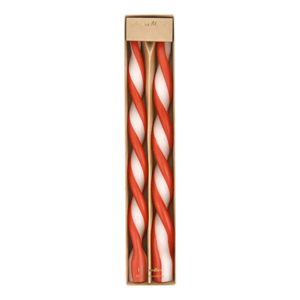 Velas Retorcidas Rayadas Rojo y Blanco – Pack de 2 Meri Meri