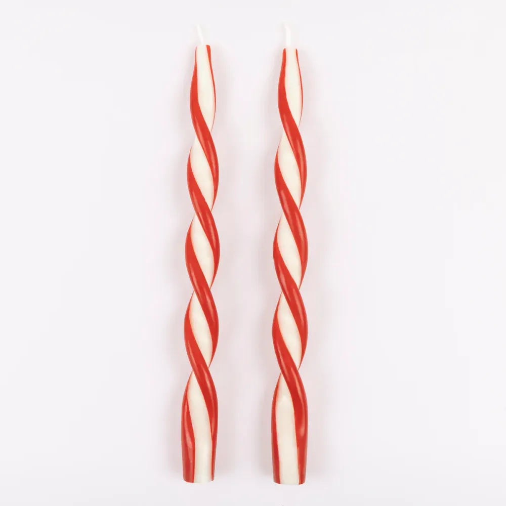 Velas Retorcidas Rayadas Rojo y Blanco – Pack de 2 Meri Meri