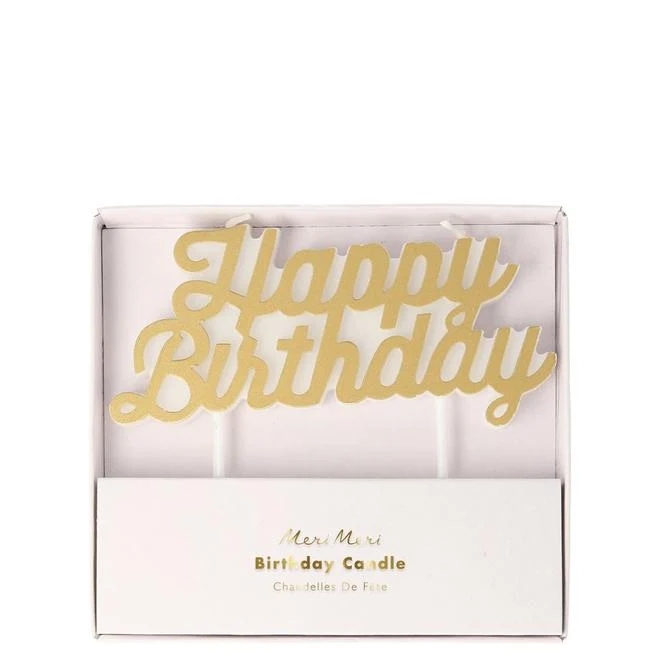 Vela happy birthday dorada MeriMeri