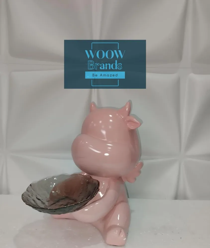 VAQUITA ROSA CON PLATO DE VIDRIO Mi tienda