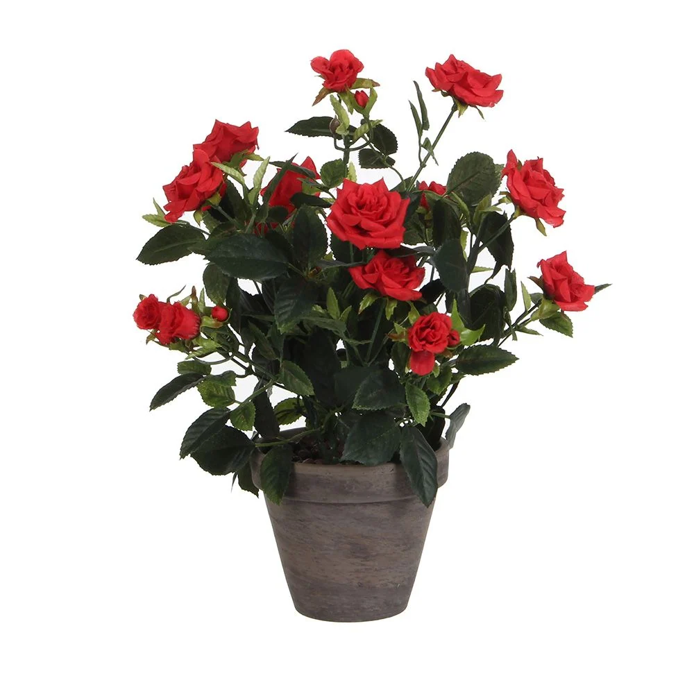 MACETA CON ROSAL ROJO, Ø11,5 x 33 x 25 cm MICA DECORATIONS