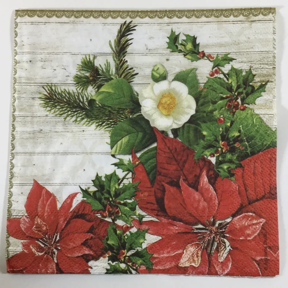 Servilleta Flor Pascua Roja y Blanca Montejo