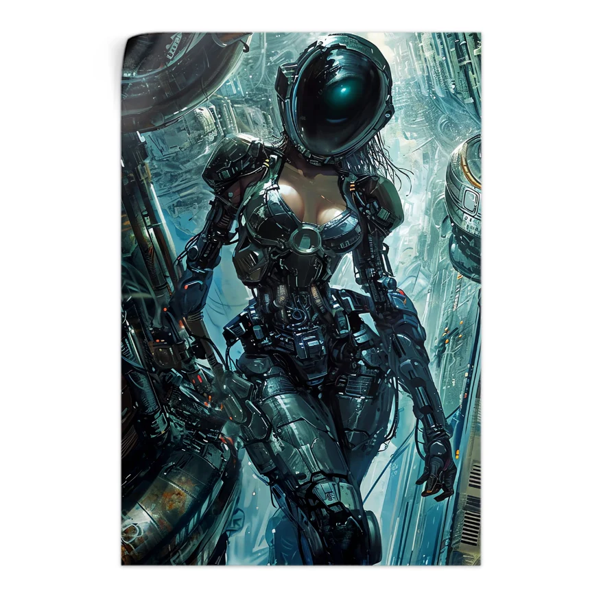 Mujer Cyborg Nave Espacial Poster