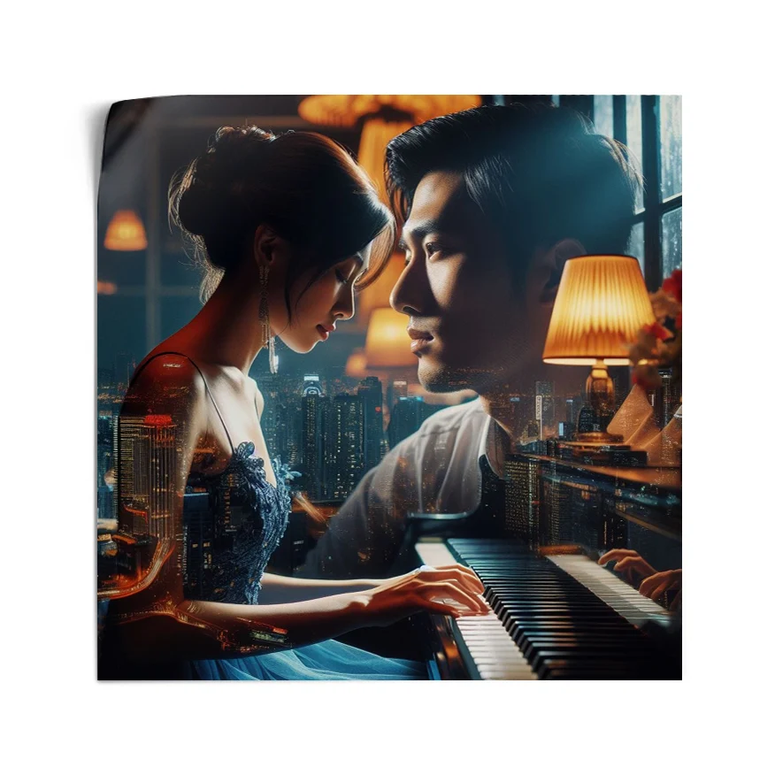 Mujer Pianista Y Hombre Poster