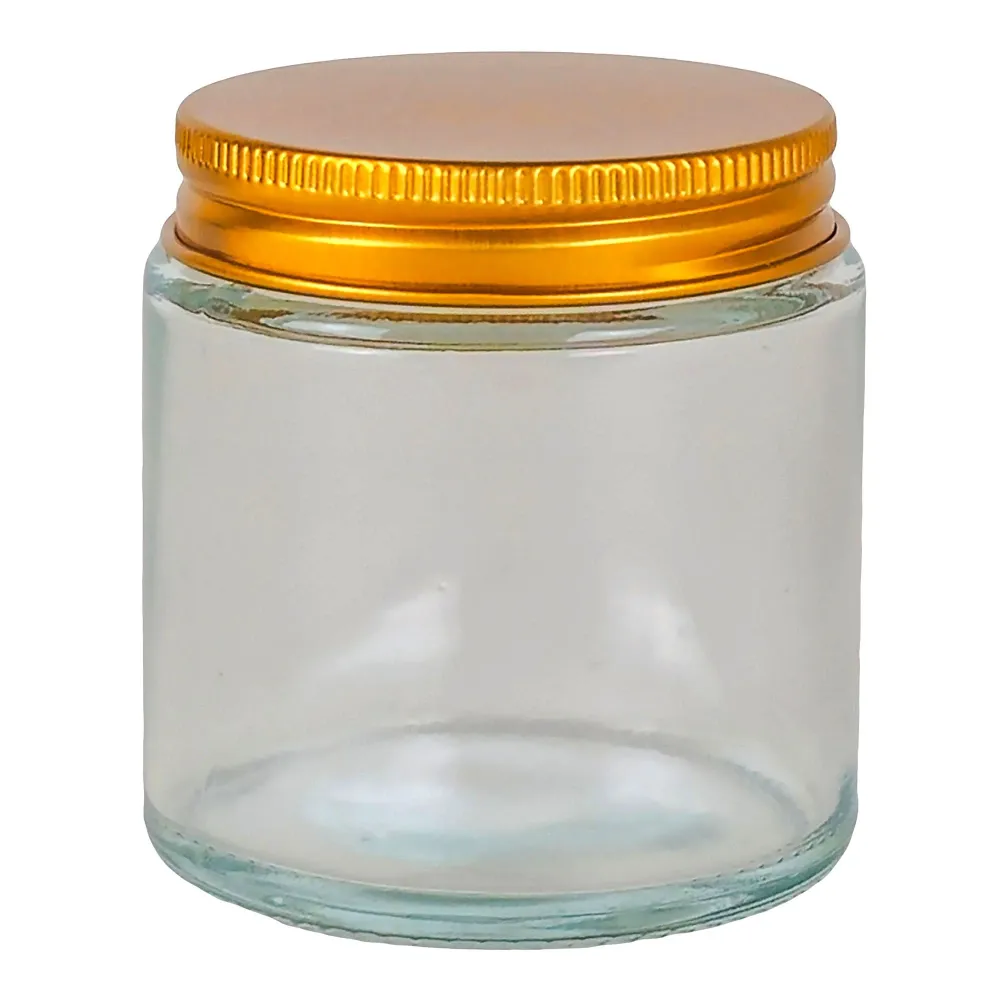 130ml - Miami Vaso de vidrio con rosca para velas - Transparente con tapa dorada My Store