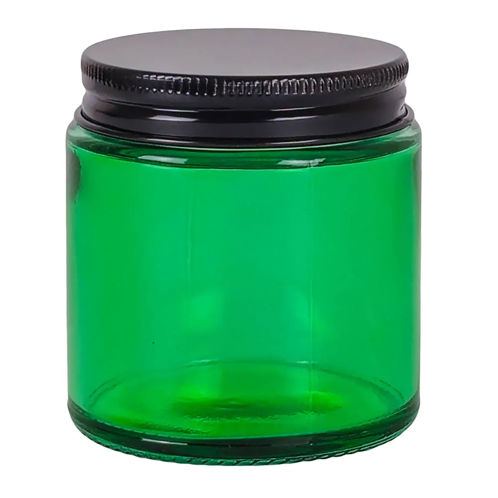 130ml - Miami Vaso de vidrio con rosca para velas - Verde con tapa negra My Store