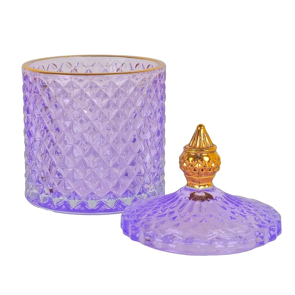 300ml - París Vaso de lujo de vidrio para velas - Morado con Oro My Store