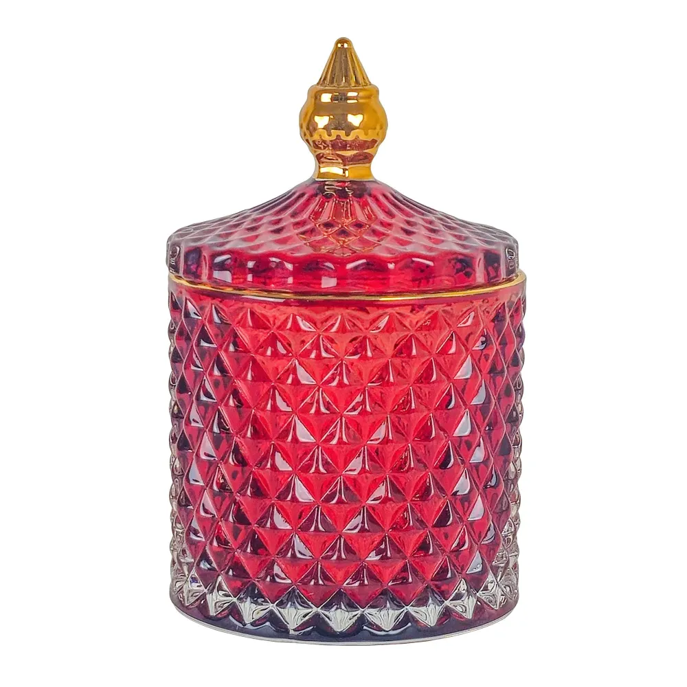 300ml - París Vaso de lujo de vidrio para velas - Ámbar tono rojo con Oro My Store