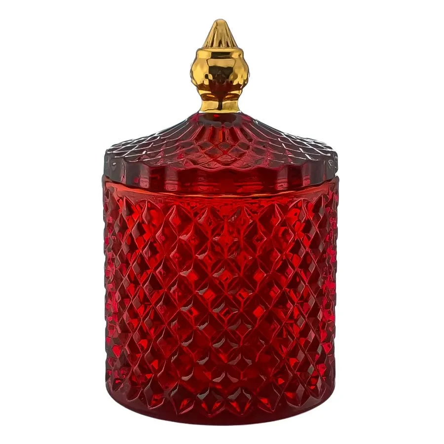 300ml - París Vaso de lujo de vidrio para velas - Frasco Rojo Cereza con Oro My Store