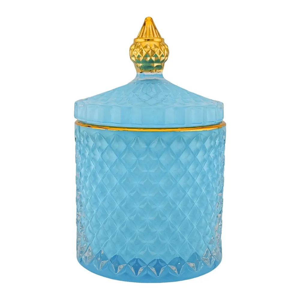 300ml - París Vaso de lujo de vidrio para velas Azul Pastel - Azul Turquesa / Azul Bebé con Oro My Store