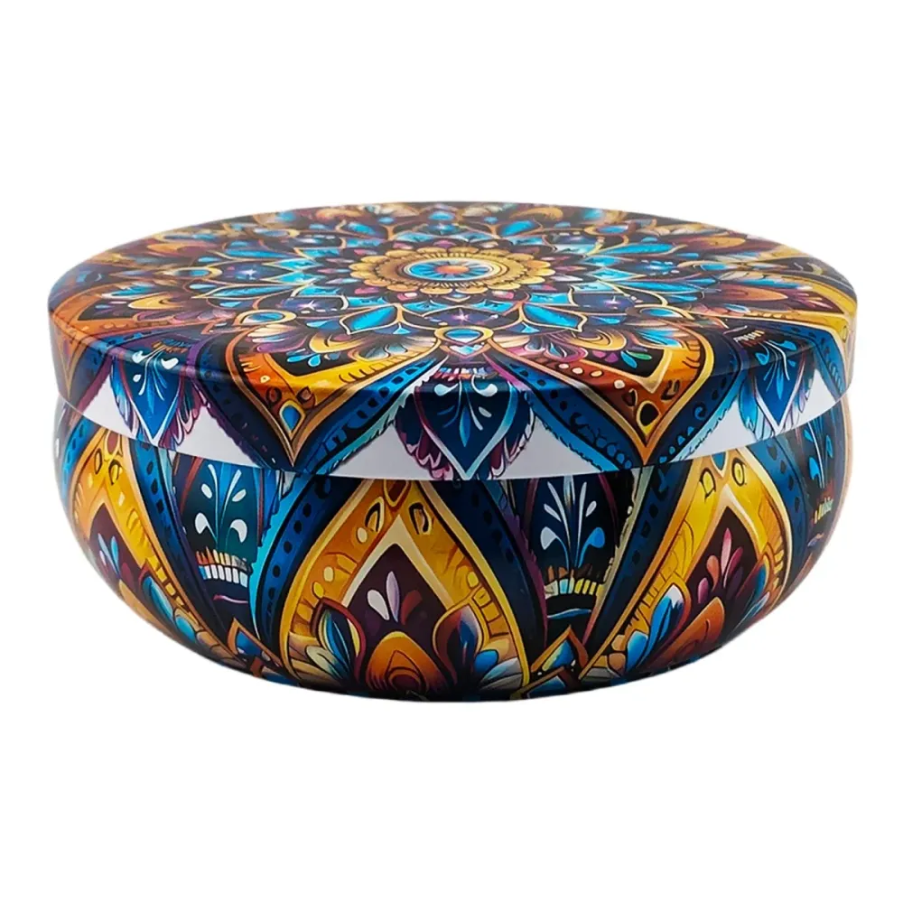 300ml - Tokio Lata de Aluminio Redonda para Velas - Azul Morado Floral Mandala My Store