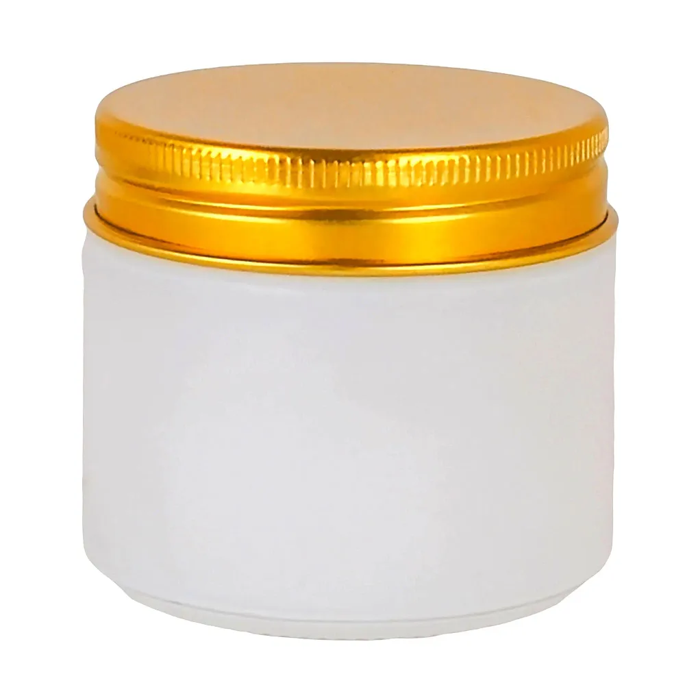 75ml - Miami Vaso de vidrio con rosca para velas - Blanco Mate con tapa dorada My Store