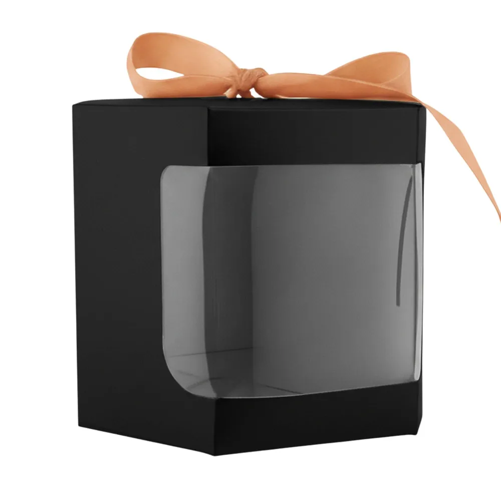 Caja Decorativa Hexagonal para Velas – Negro - Ventana Transparente | Grande 10x10 cm My Store