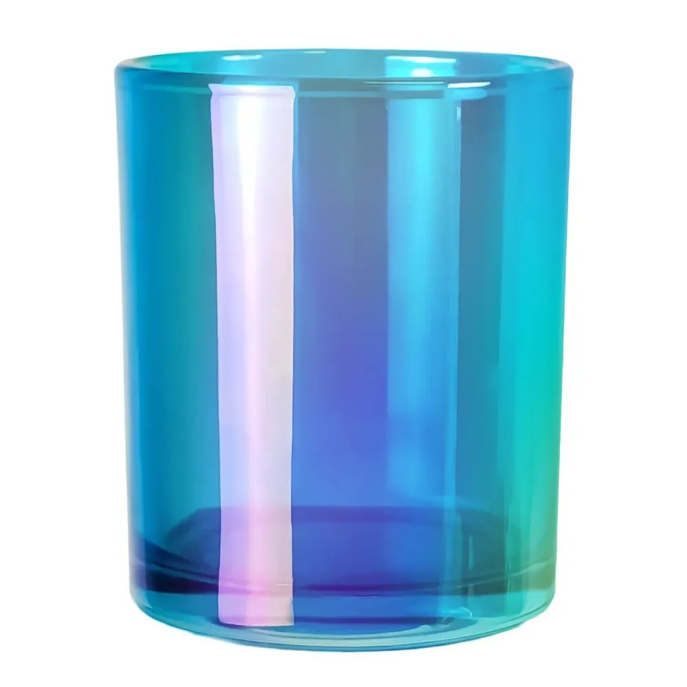 EOL - 210ml - Mónaco Vaso de vidrio para velas - Frasco Azul Tornasol Transparente My Store