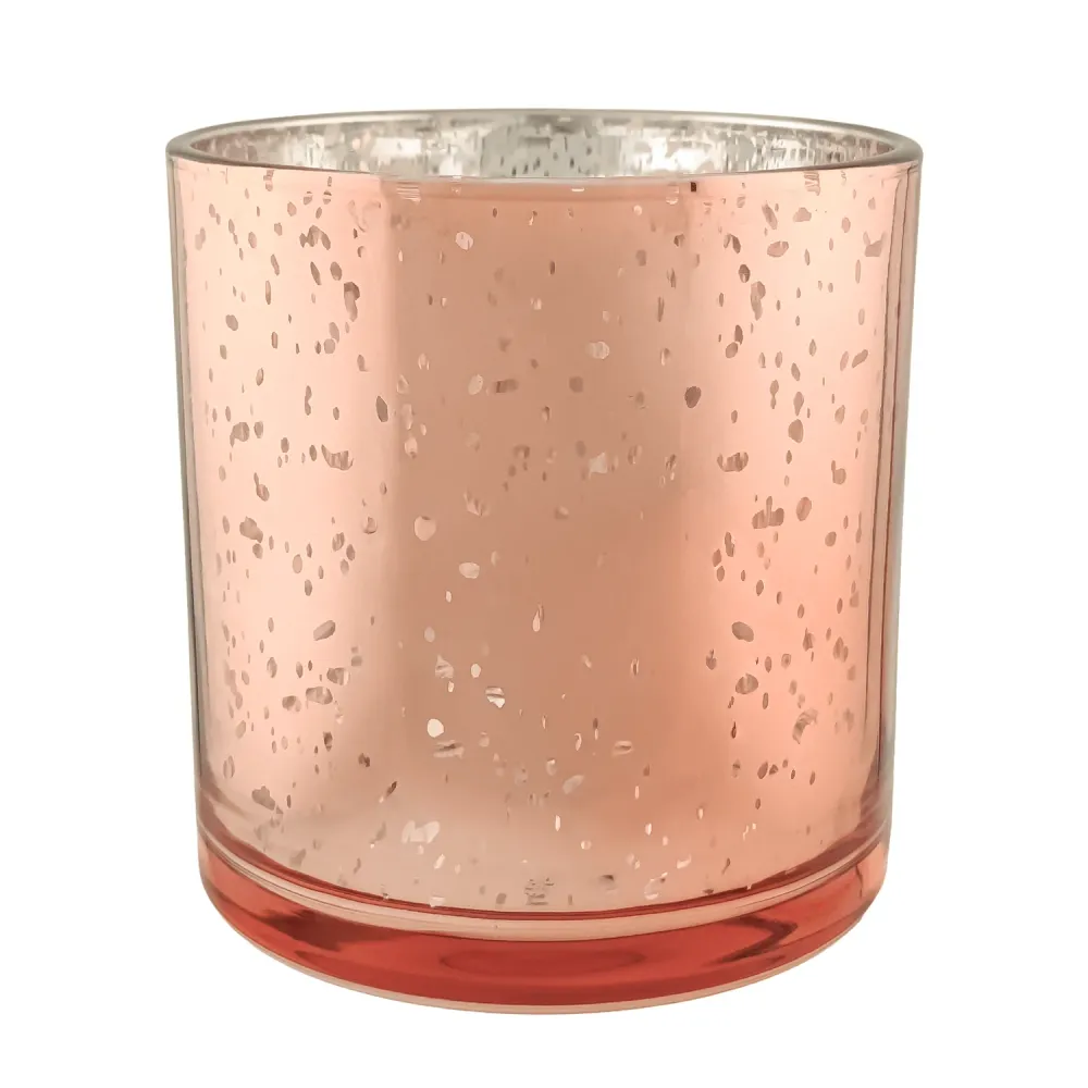 EOL - 560ml - Mónaco Vaso de vidrio para velas - Oro Rosado / Rosa con Salpicaduras Metálico My Store