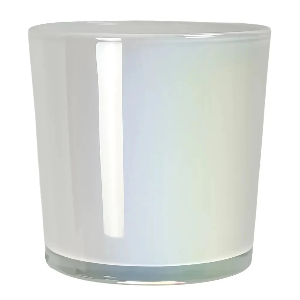 EOL - 560ml - Mónaco Vaso de Vidrio para Velas - Blanco Tornasol Arcoíris Brillante My Store