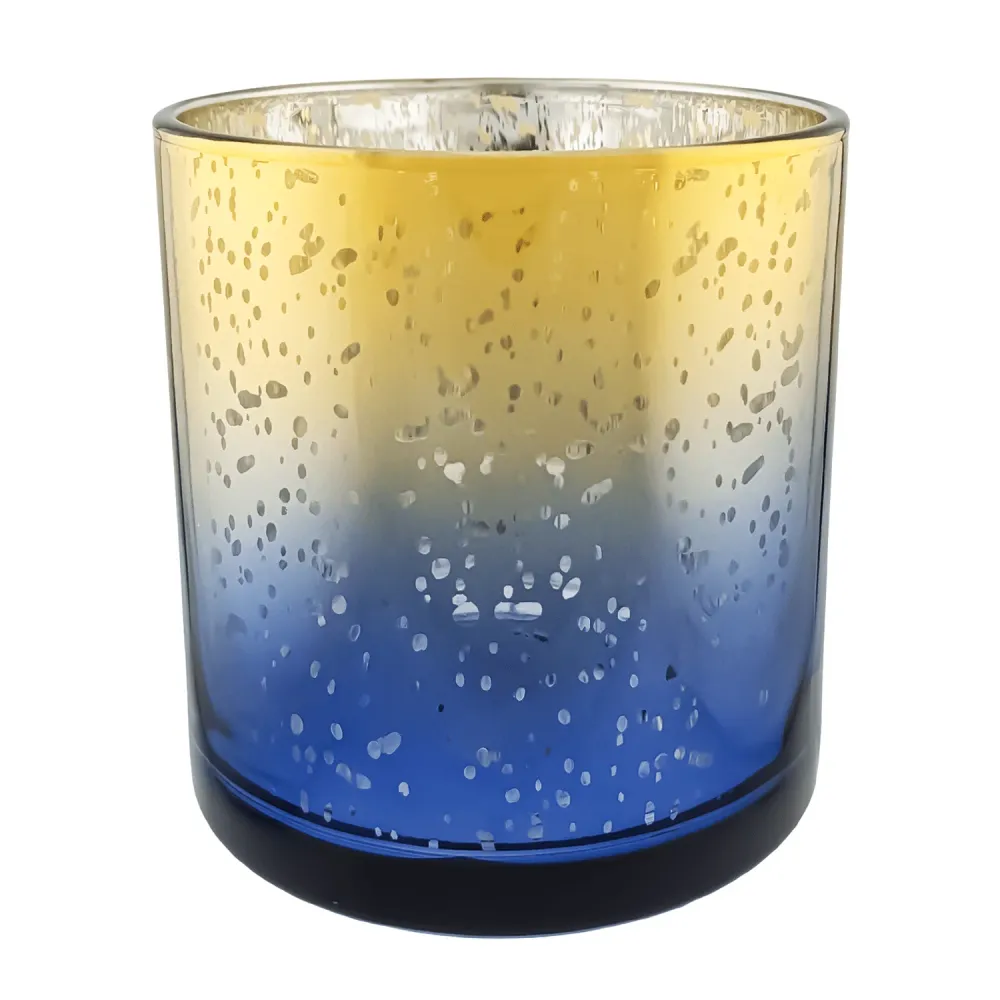 EOL - 560ml - Mónaco Vaso de vidrio para velas - Dorado y Azul con Salpicaduras Metálico My Store