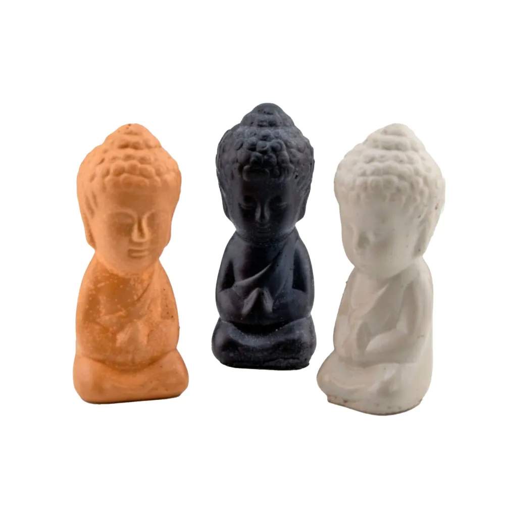 EOL - Set Zen de 3 Monitos Buda – Terracota, Negro, Café y Blanco – Figuras Decorativas Minimalistas | Accesorios Zen para...