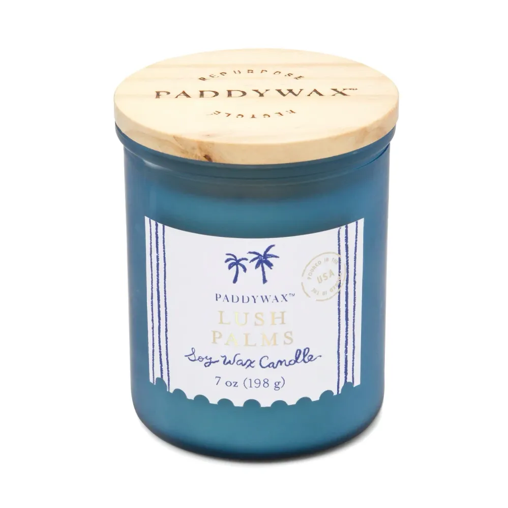 Lush Palms - Dewy Melon, Violet & Driftwood. Vela de Soya en Envase de Cristal Reusable PaddyWax