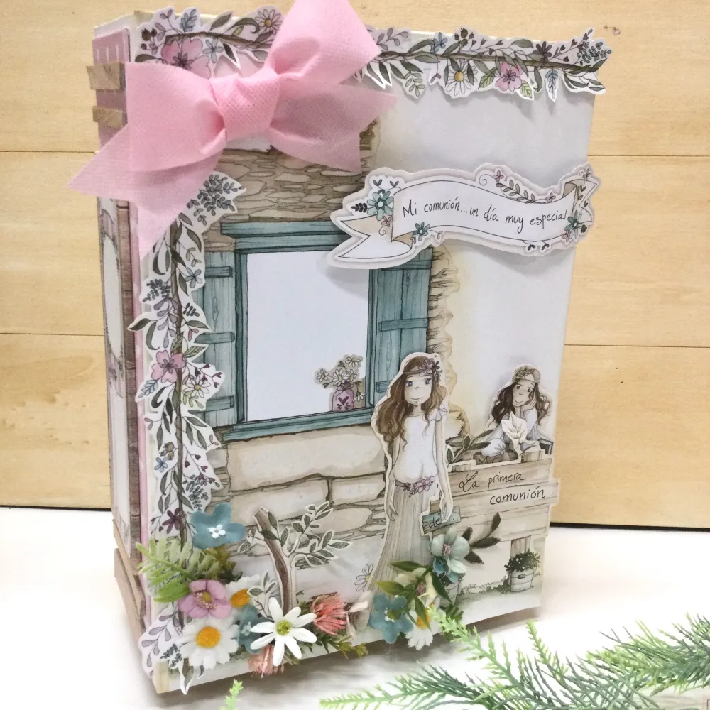 Conjunto Caja Libro Con Album Y Libro De Firmas Comunión Niñ PapelArte,