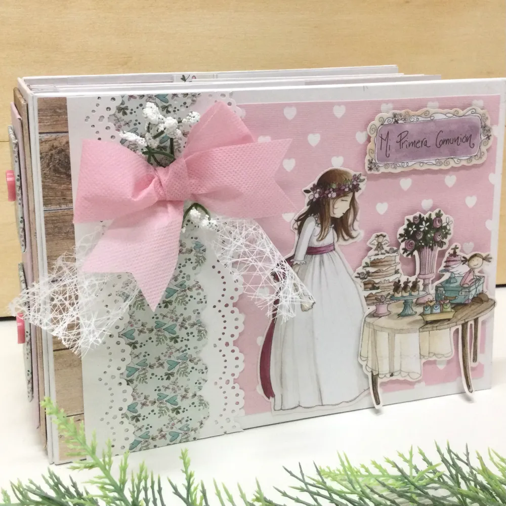 Conjunto Caja Libro Con Album Y Libro De Firmas Comunión Niñ PapelArte,