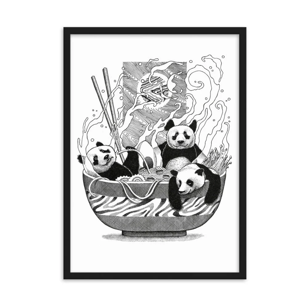 Póster con marco - Panda Ramen Negro Pavel Illustrations