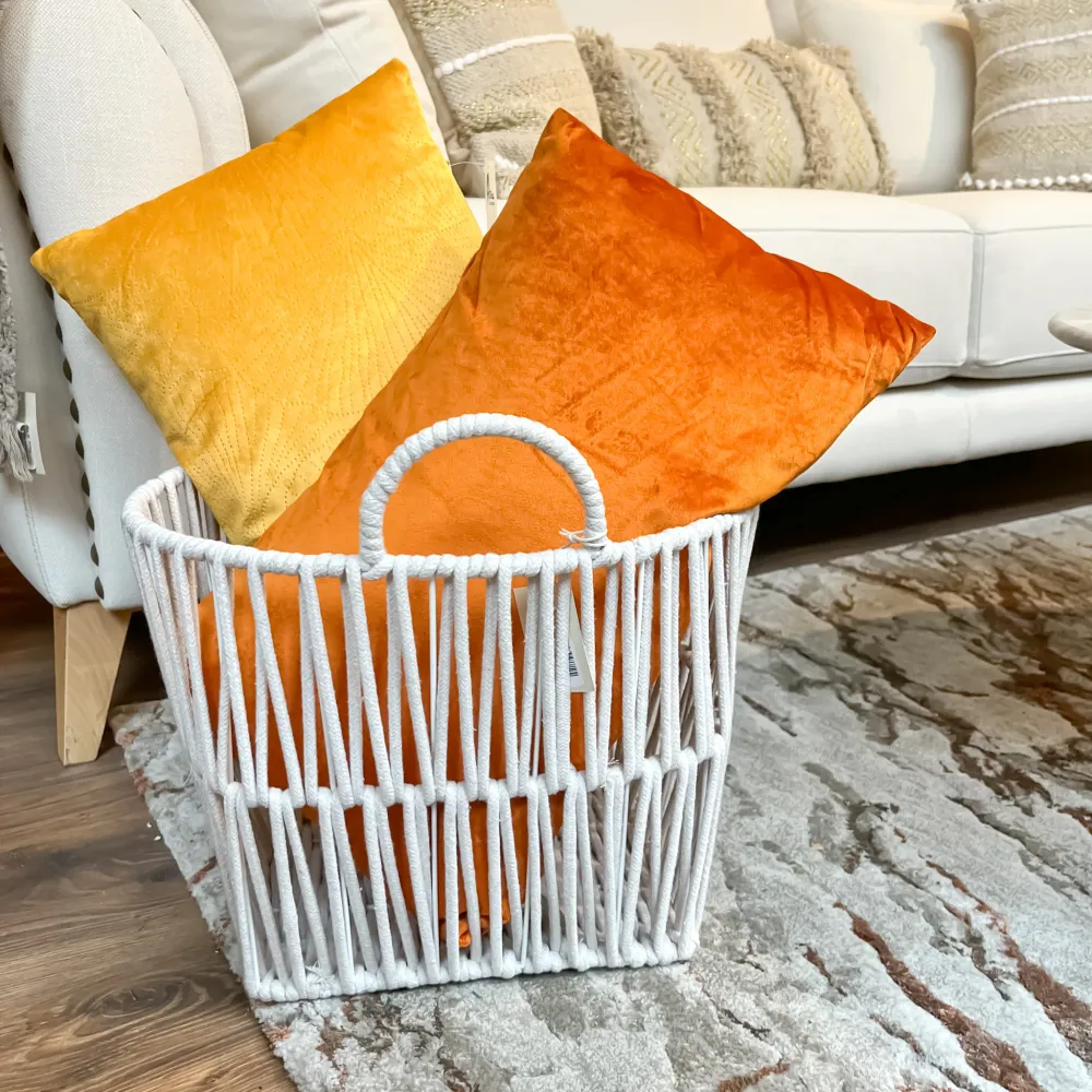 Cesta blanca cuerda asas L Petra Decora