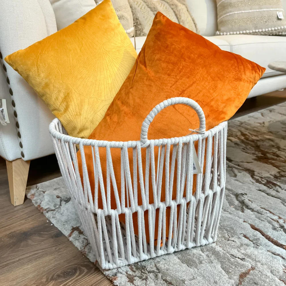 Cesta blanca cuerda asas L Petra Decora