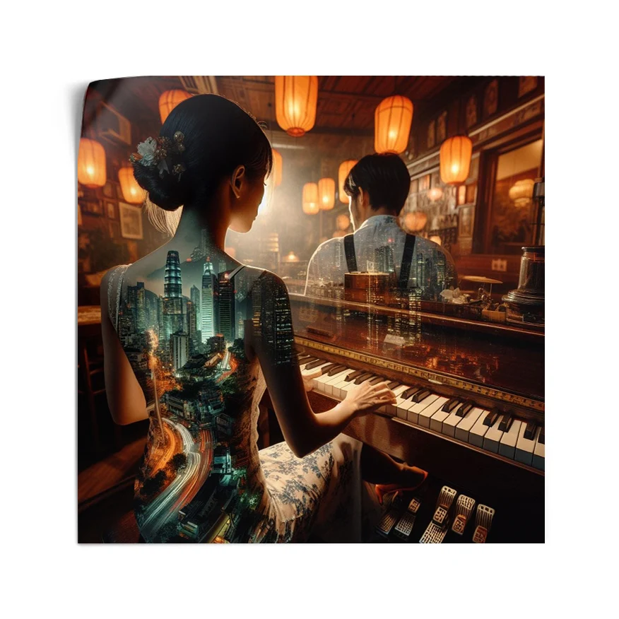 Piano Y Pareja De Espaldas Poster