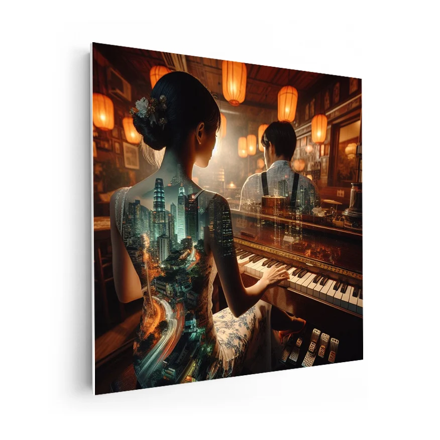 Piano Y Pareja De Espaldas Poster