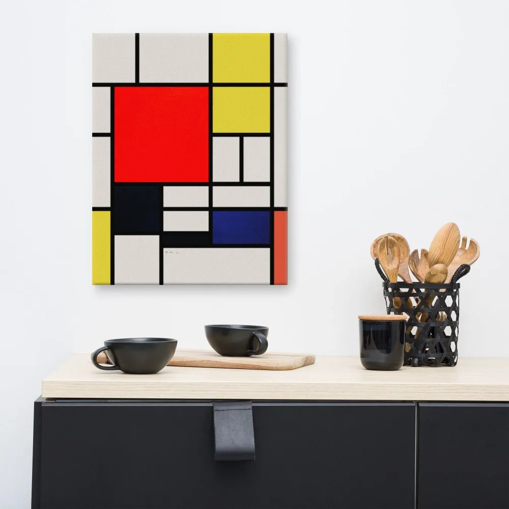 Leinwand - Mondrian, Composición con rojo amarillo negro gris y azul Piet Mondrian