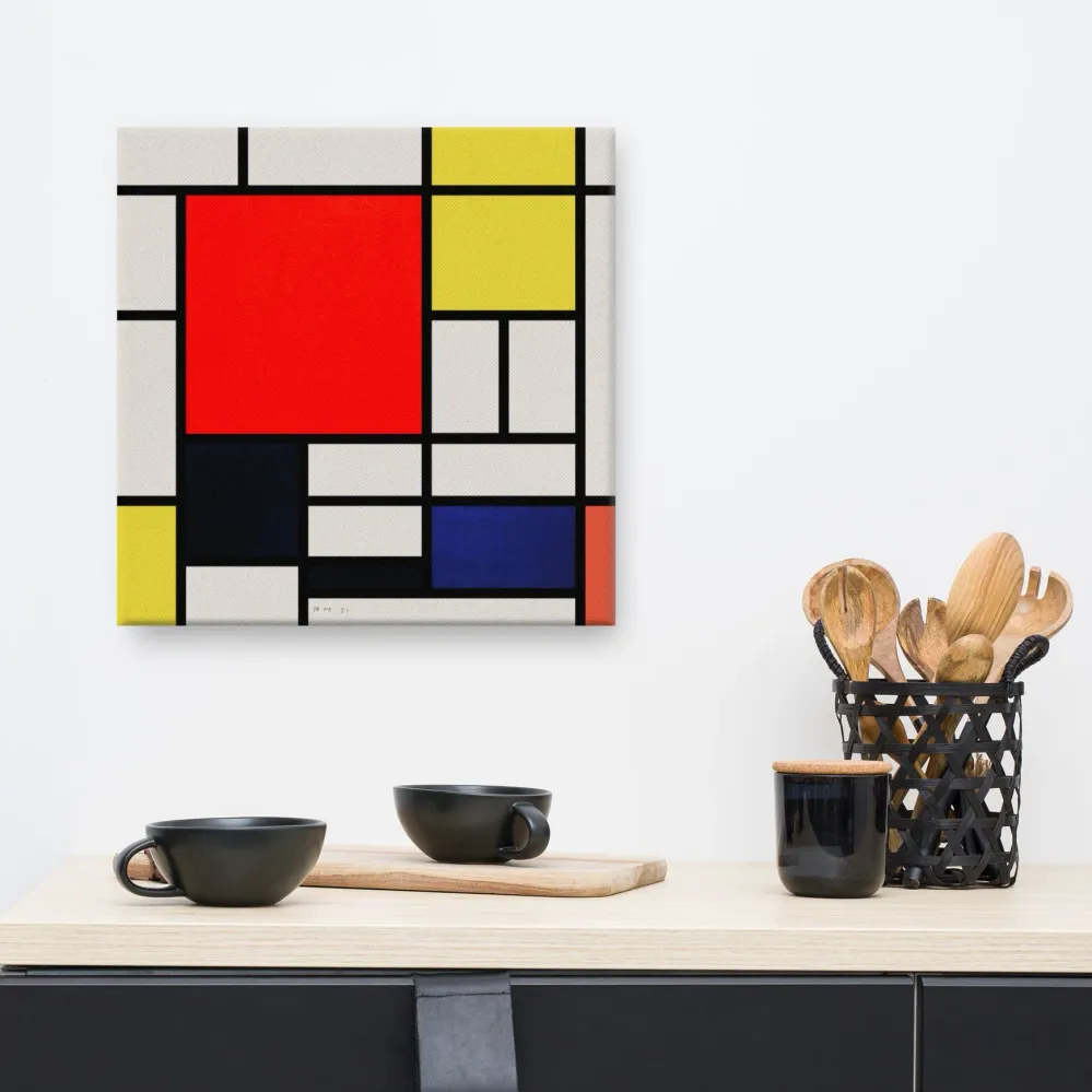 Leinwand - Mondrian, Composición con rojo amarillo negro gris y azul Piet Mondrian