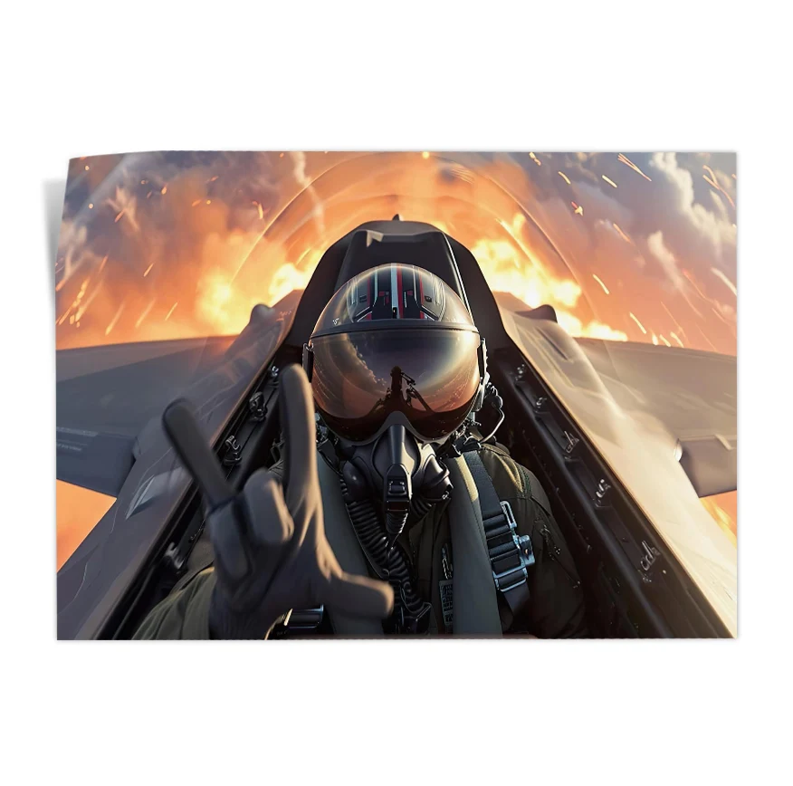 Piloto Avión de Combate Saludo Poster