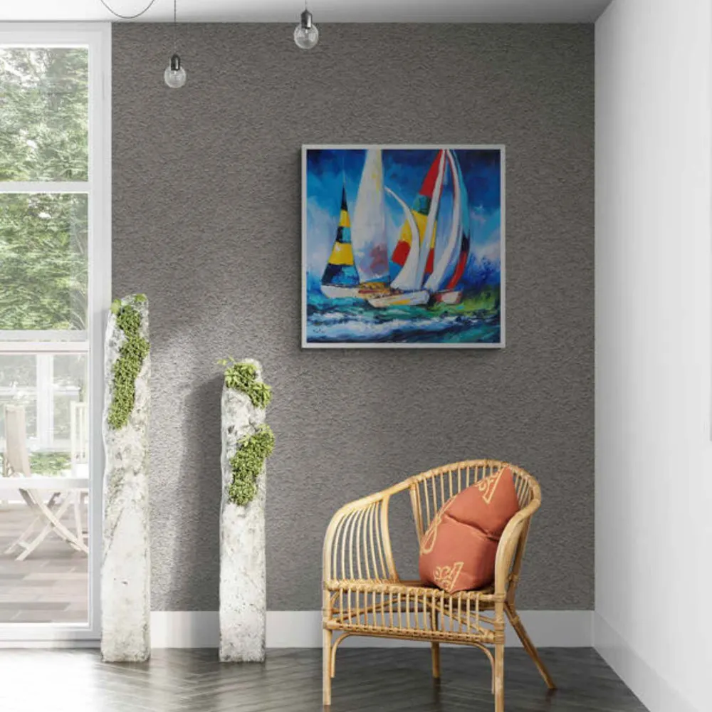 Pintura Barcos Arcoiris 80x80 cm