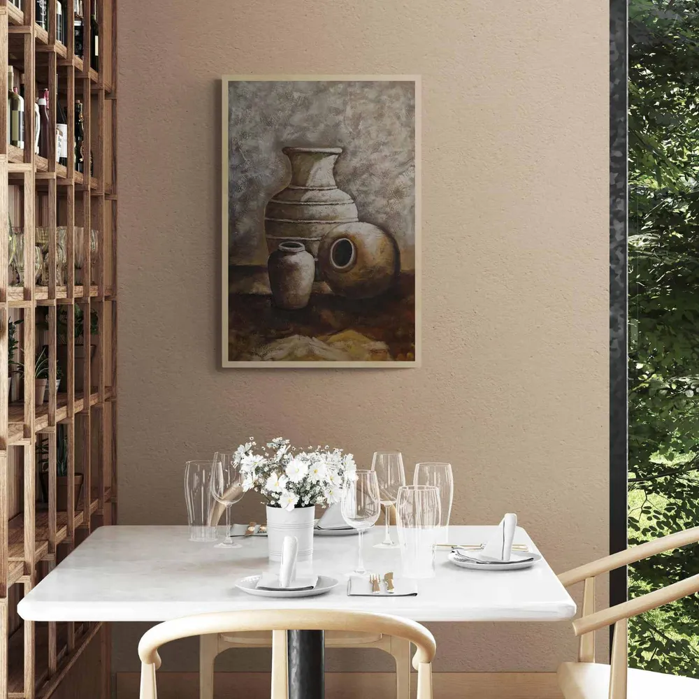 Pintura Bodegón Ánforas 60x90 cm