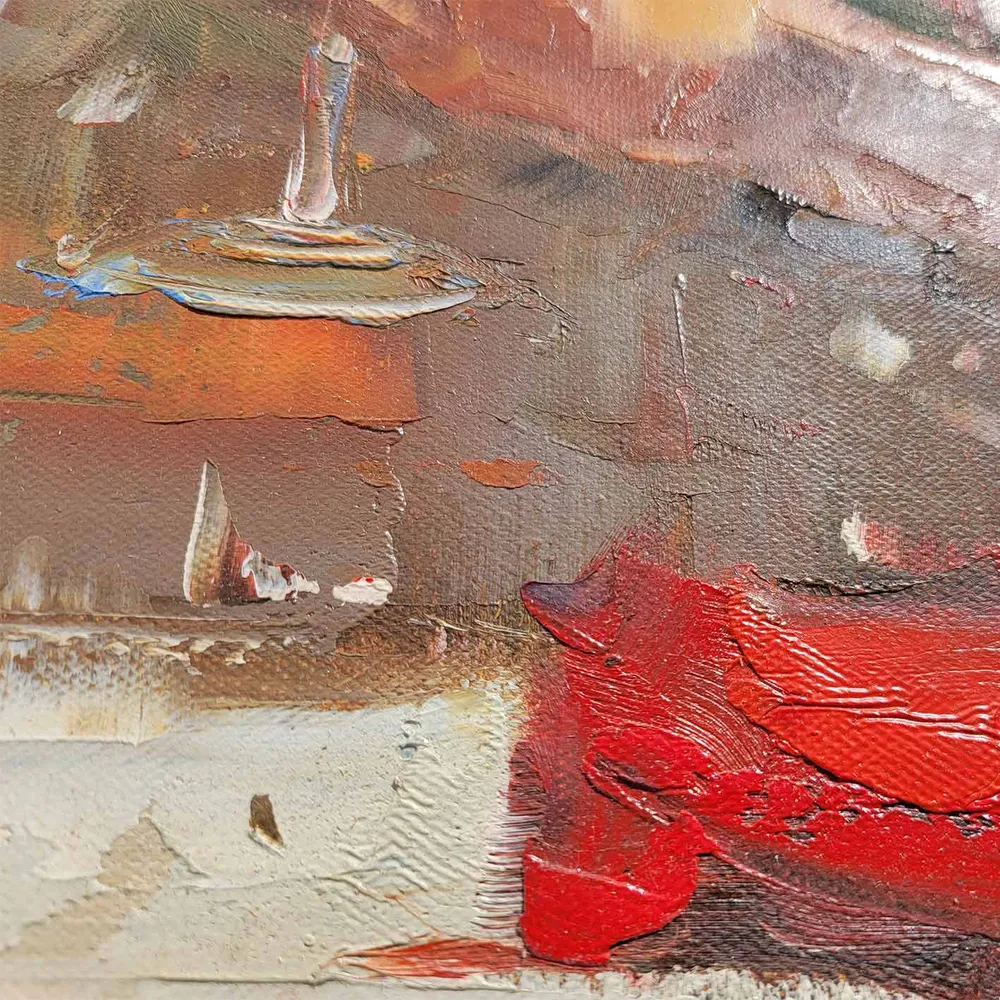 Pintura Mujer de Rojo 80x80 cm