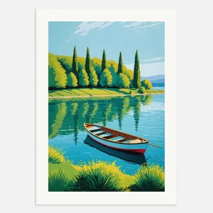 Un barco en un lago - Póster Posterscape Creative Studio