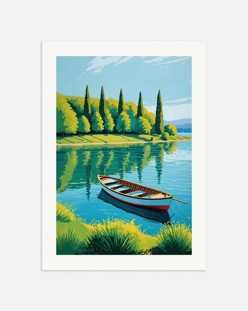 Un barco en un lago - Póster Posterscape Creative Studio